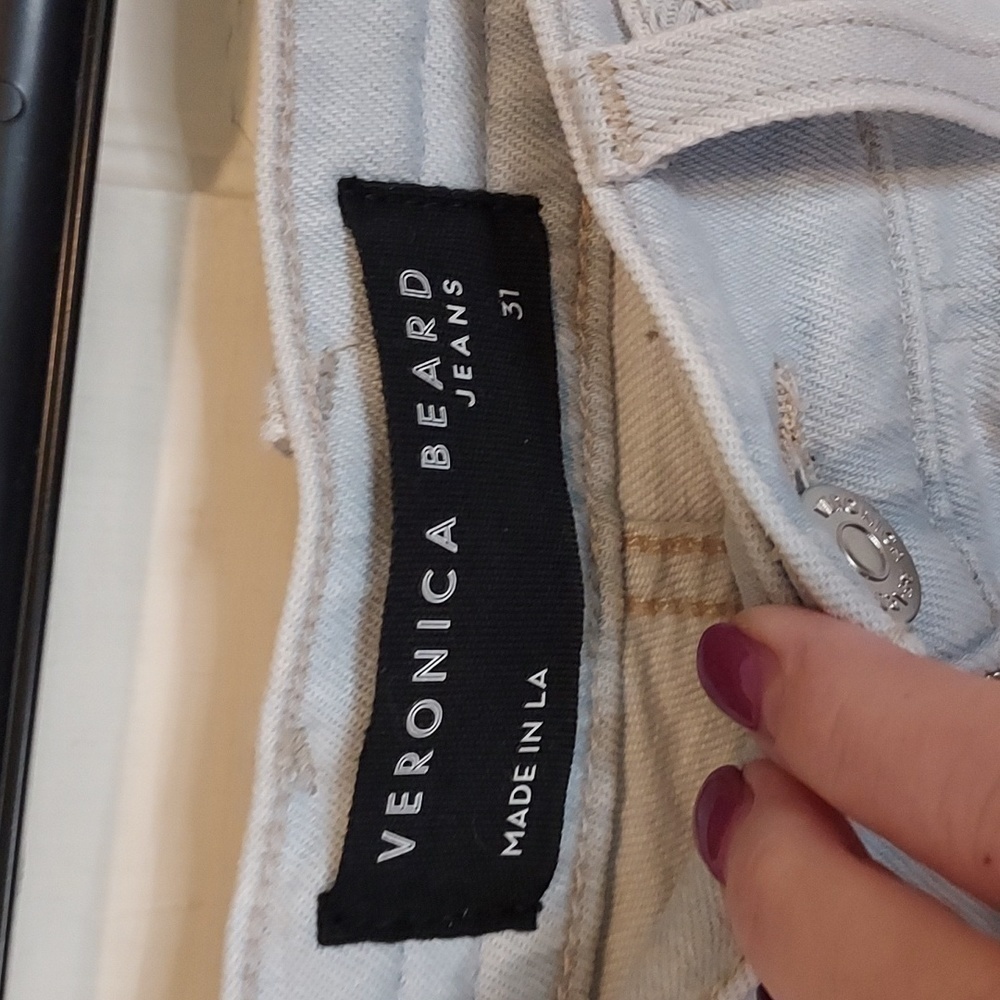 Veronica Beard Grant Wide Leg Jean Braided Waist Aspen - Picture 7 of 12